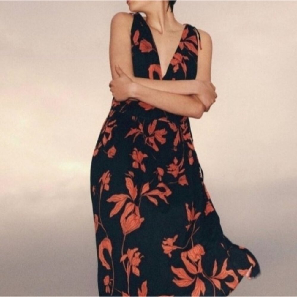 Thakoon Floral V-Neck Maxi Dress Size 6 New Tropical Hawaiian Flowy Feminine
